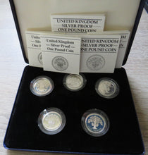 Load image into Gallery viewer, 1983-1987 United Kingdom Silver Proof 5 x £1 Coin Set
