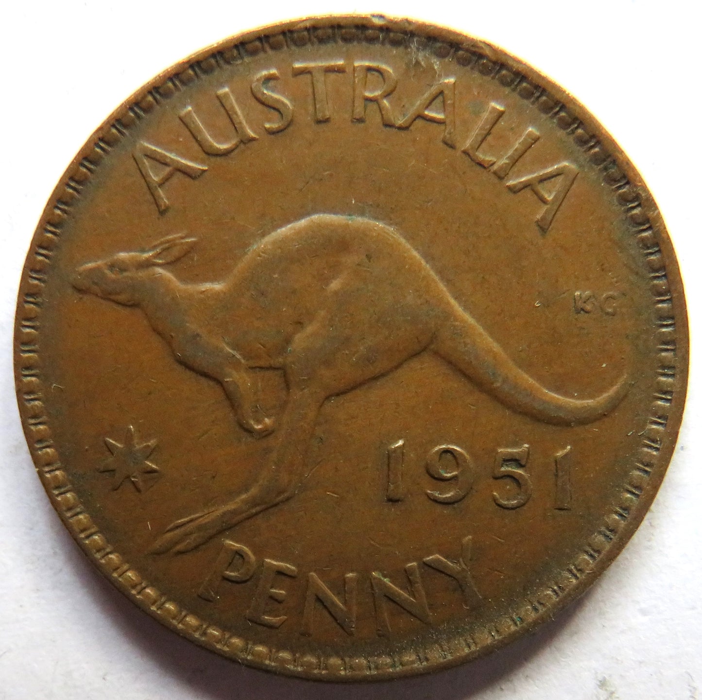 1951 King George VI Australia One Penny Coin