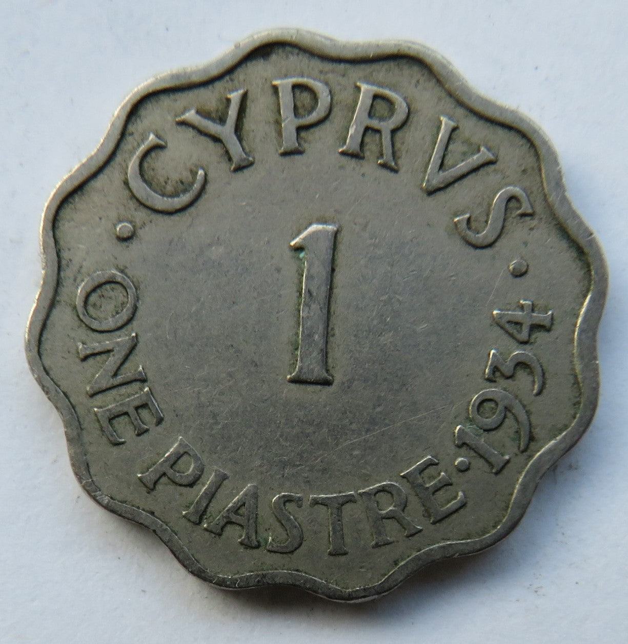 1934 King George V Cyprus One Piastre Coin