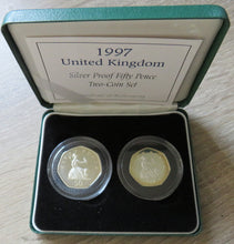 Load image into Gallery viewer, 1997 Silver Proof 50p Pence Two Coin Set The Royal Mint
