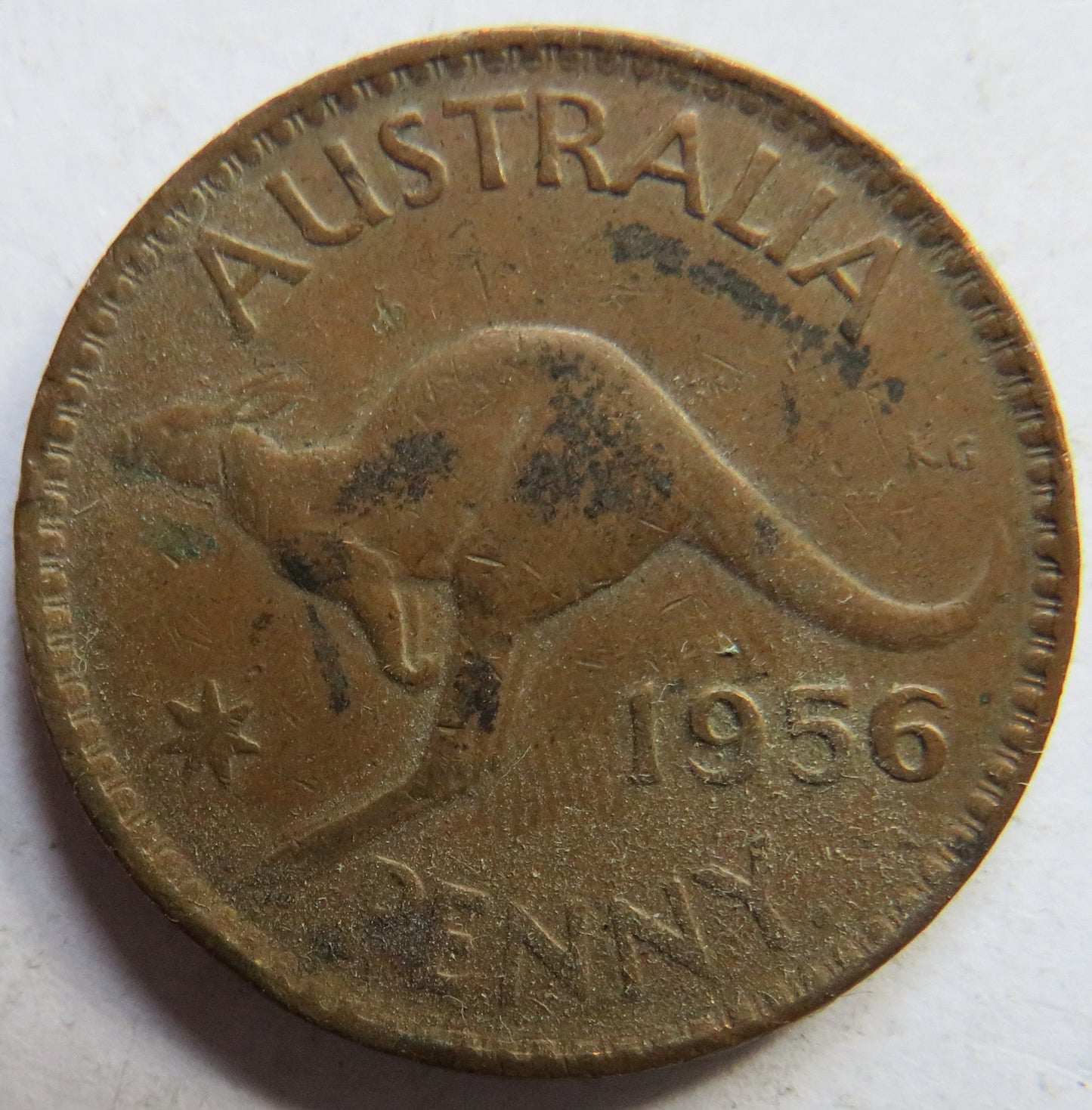1956 Queen Elizabeth II Australia One Penny Coin