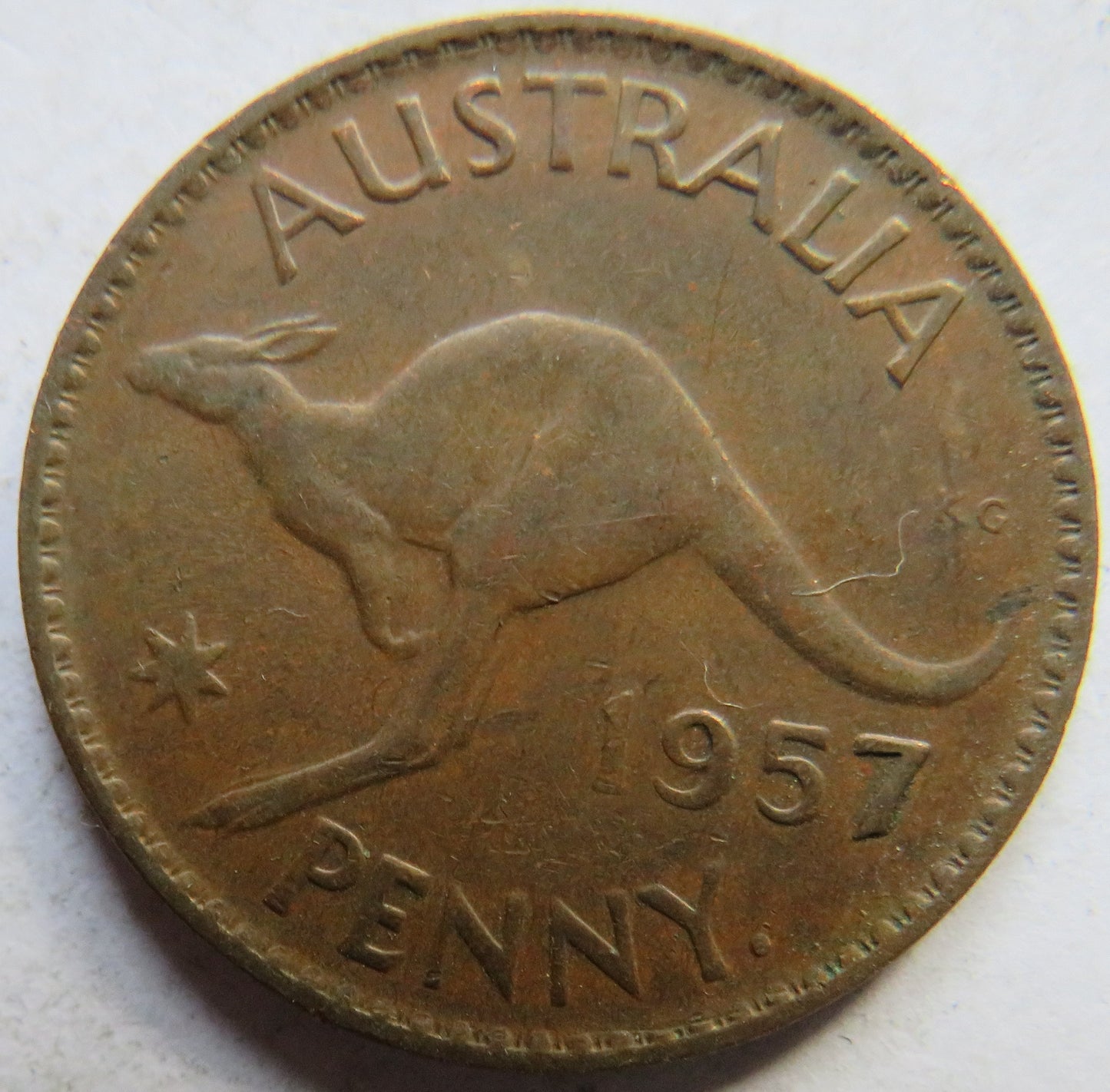 1957 Queen Elizabeth II Australia One Penny Coin
