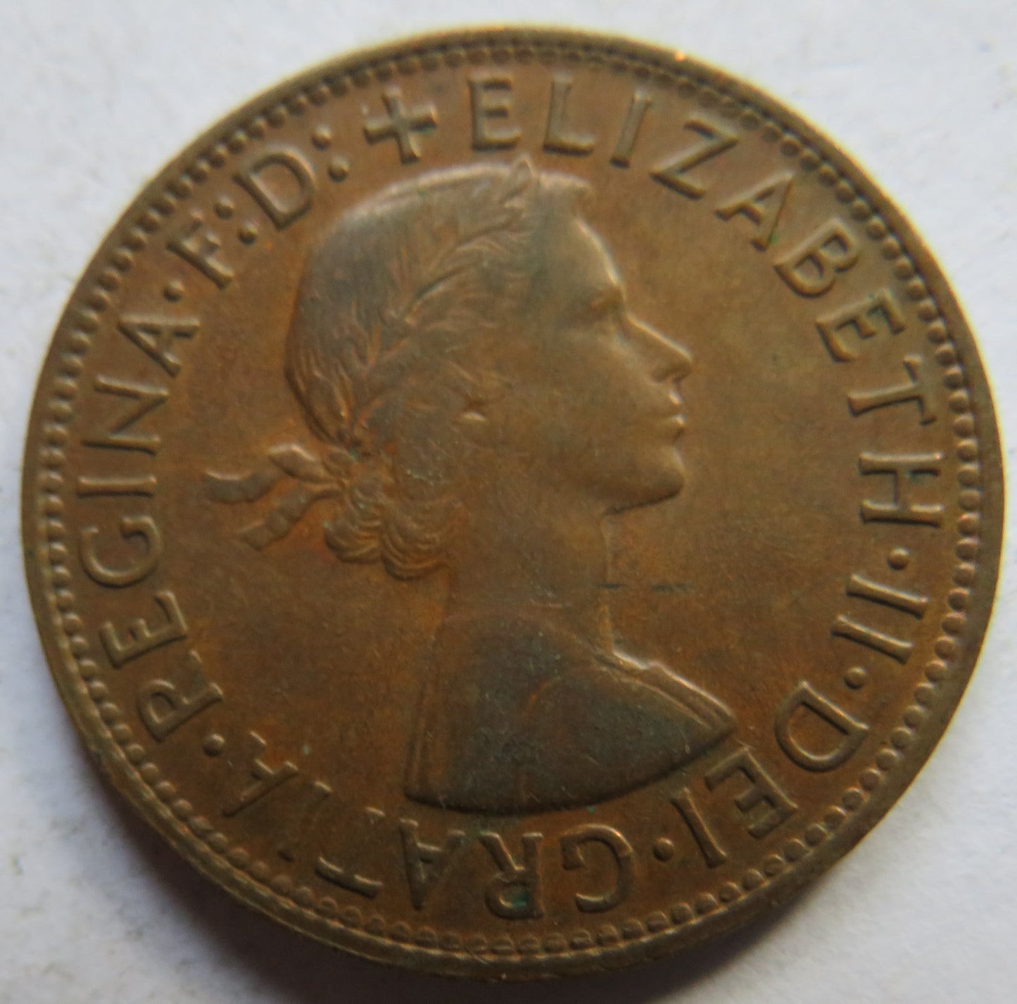 1957 Queen Elizabeth II Australia One Penny Coin