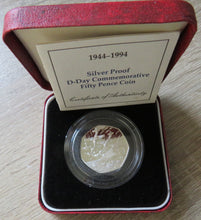 Load image into Gallery viewer, 1944-1994 Silver Proof 50p Coin Commemorating D-Day Landings
