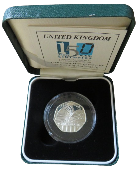 2000 Silver Proof 50p Coin Commemorating 150 Years of Public Libraries