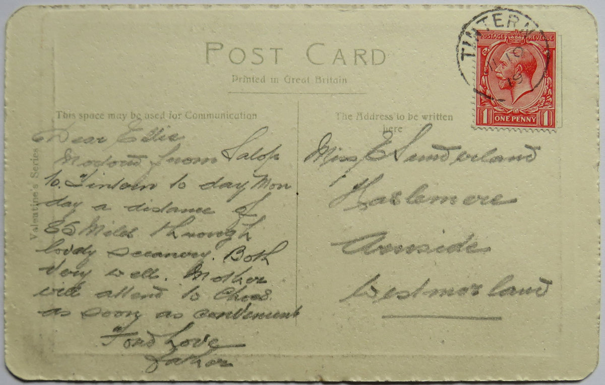 Vintage Postcard of Round Chapel, Ludlow Castle, Valentine's Series, 1919