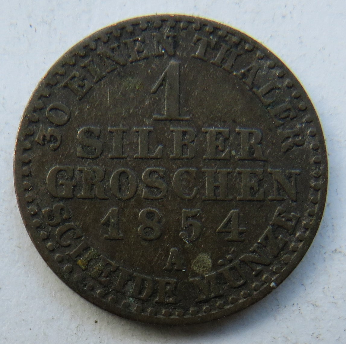 1854-A German States Prussia One Silber Groschen Coin