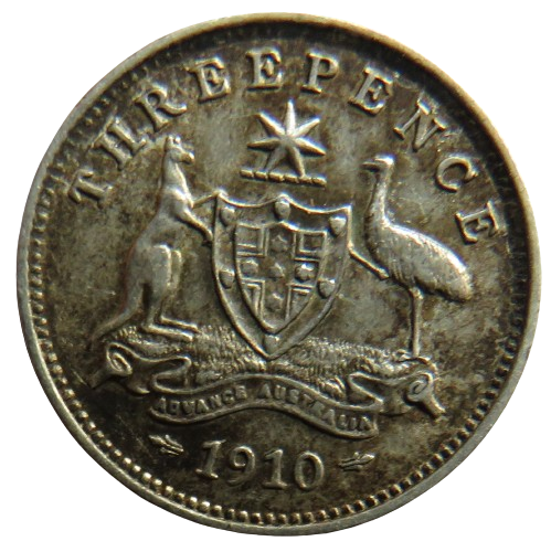 1910 King Edward VII Silver Threepence Coin