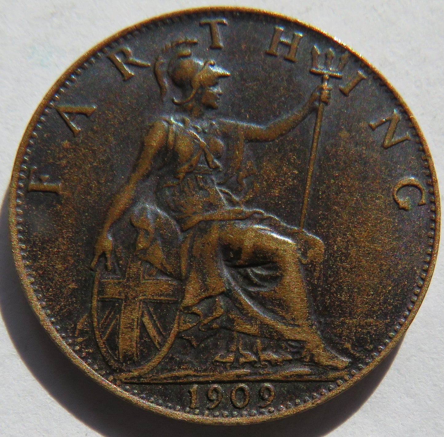 1909 King Edward VII Farthing Coin In High Grade