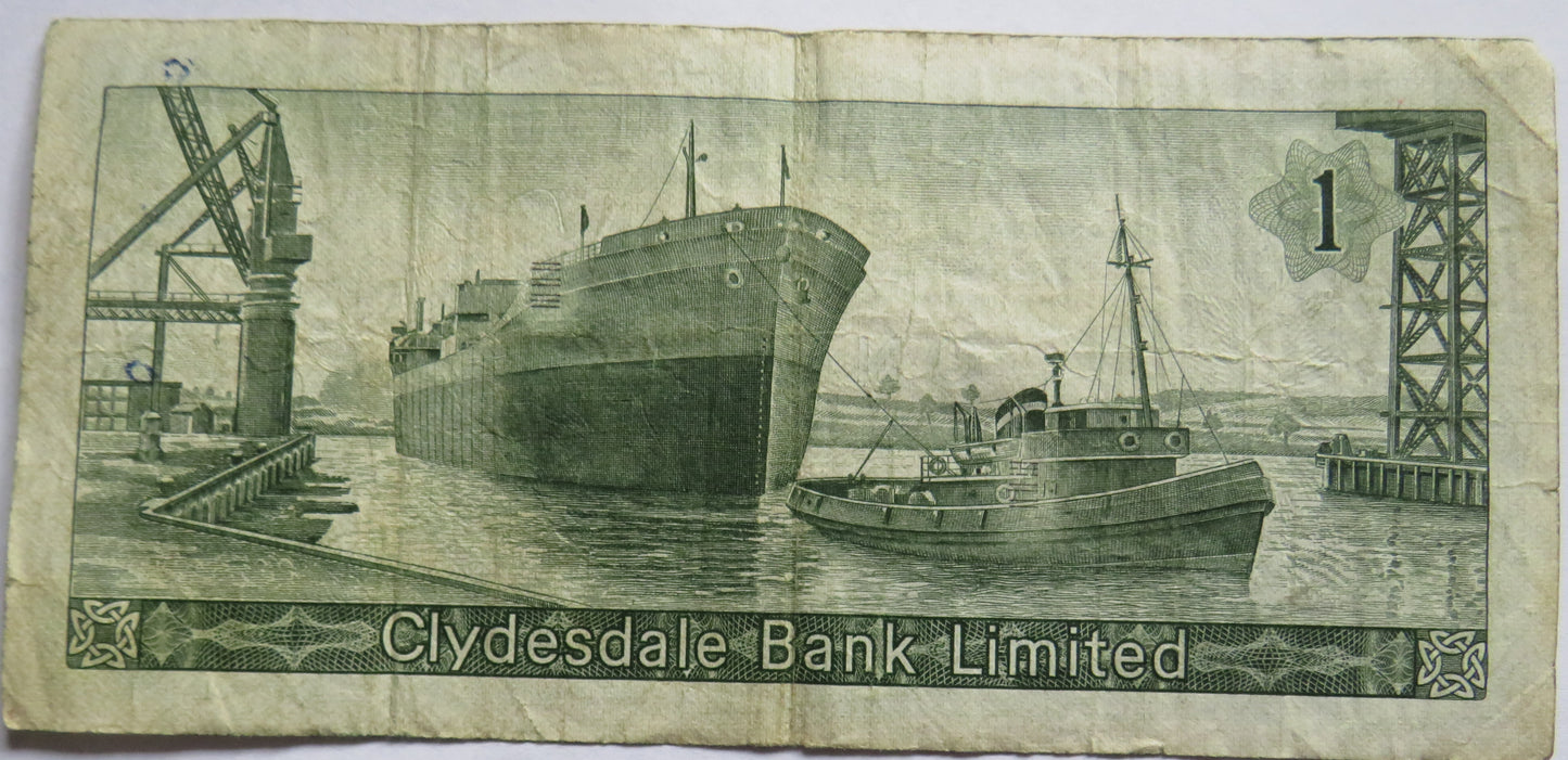 1968 Clydesdale Bank Limited £1 One Pound Banknote