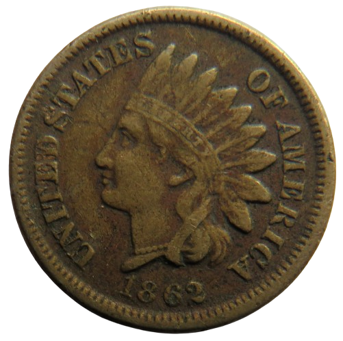 1862 USA Indian Head One Cent Coin