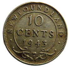 Load image into Gallery viewer, 1943 King George VI Newfoundland Silver 10 Cents Coin
