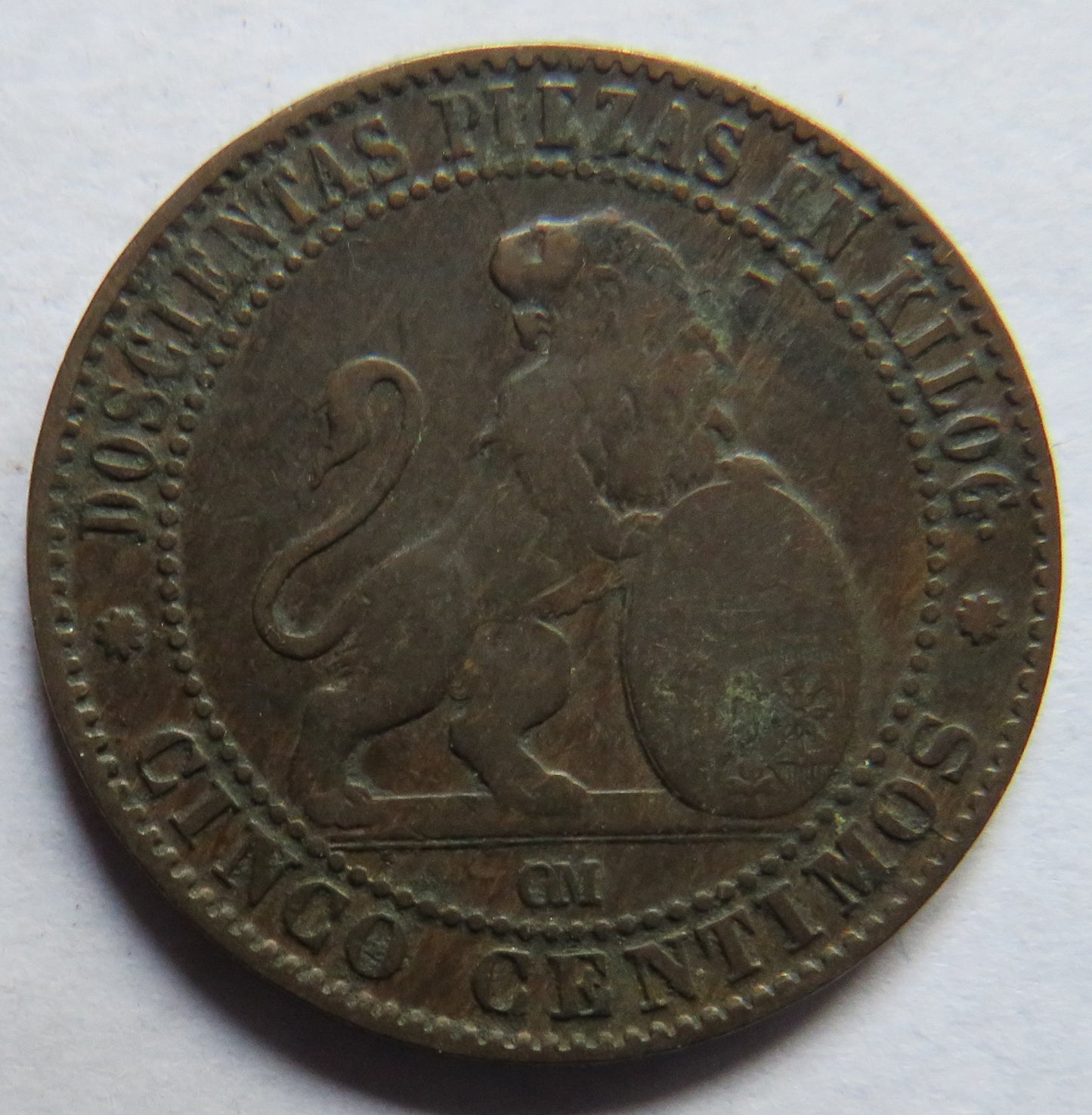 1870 Spain 5 Centimos Coin
