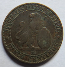 Load image into Gallery viewer, 1870 Spain 5 Centimos Coin
