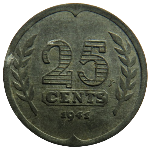 1941 Netherlands 25 Cents Coin