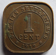 Load image into Gallery viewer, 1919 King George V Straits Settlements One Cent Coin
