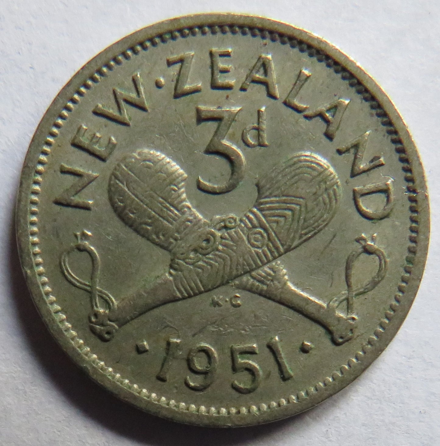 1951 King George VI New Zealand Threepence Coin