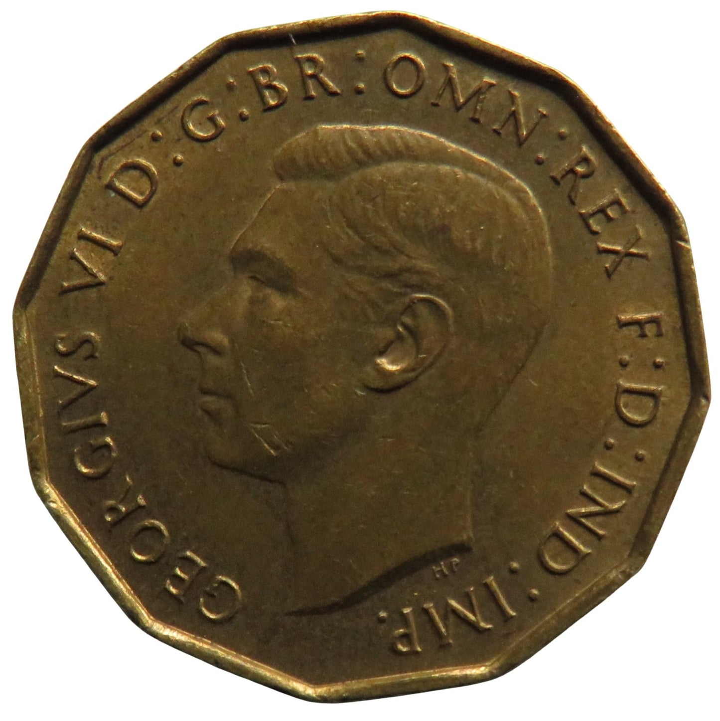 1937 King George VI Brass Threepence Coin In High Grade