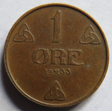 Load image into Gallery viewer, 1933 Norway One Ore Coin
