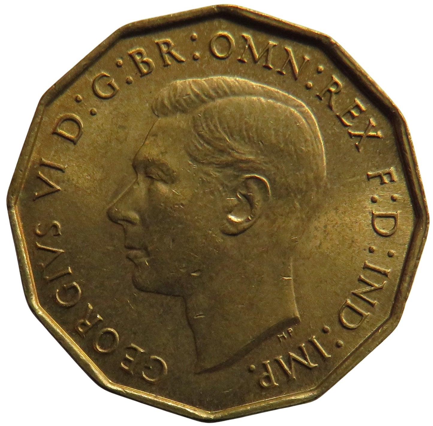 1937 King George VI Brass Threepence Coin In High Grade