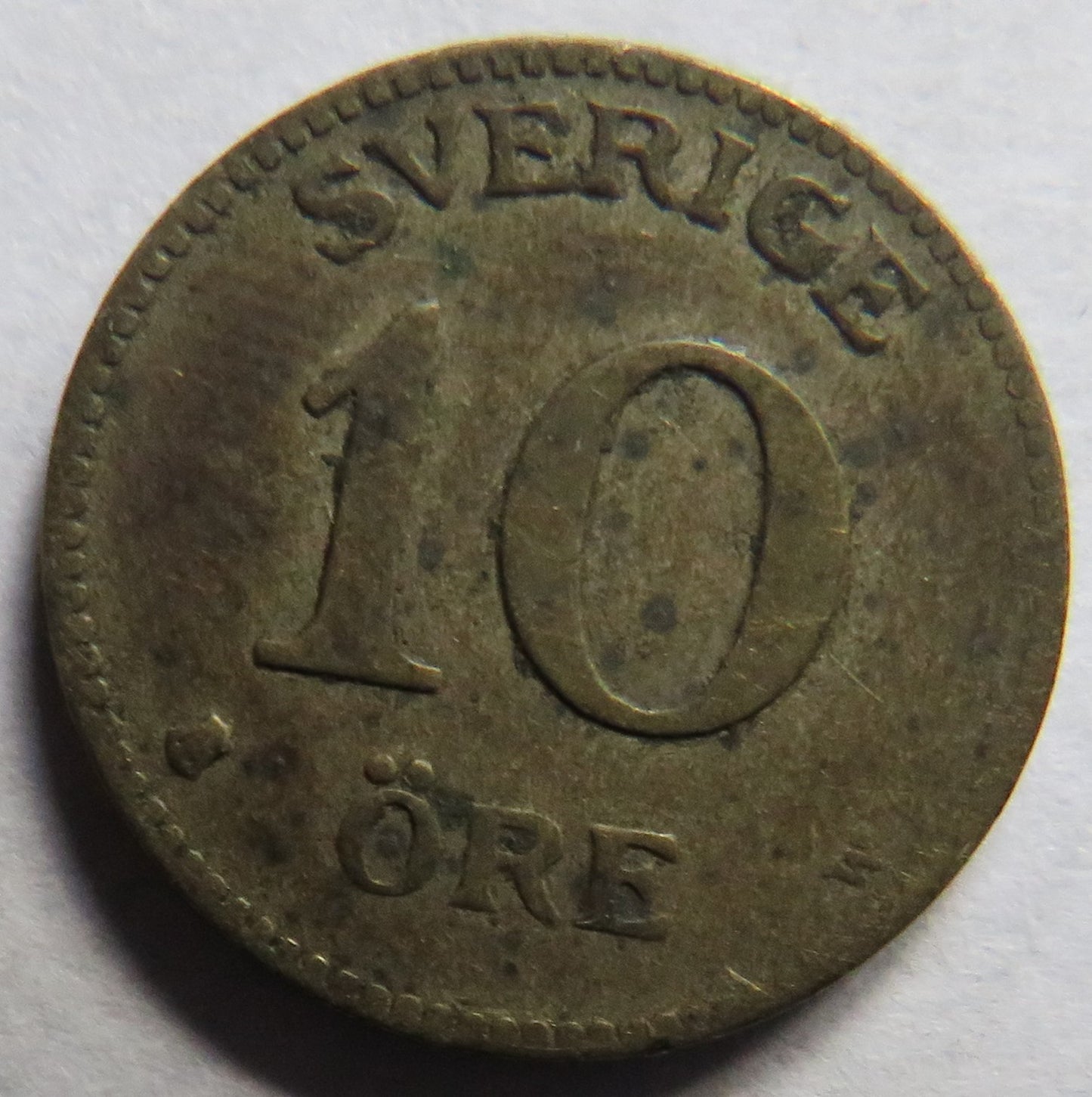 1919 Sweden Silver 10 Ore Coin