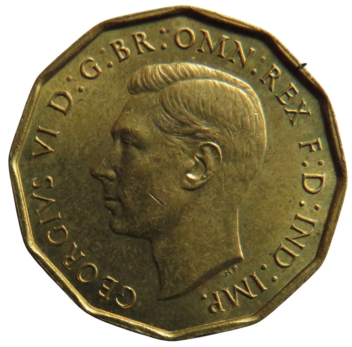 1937 King George VI Brass Threepence Coin In High Grade