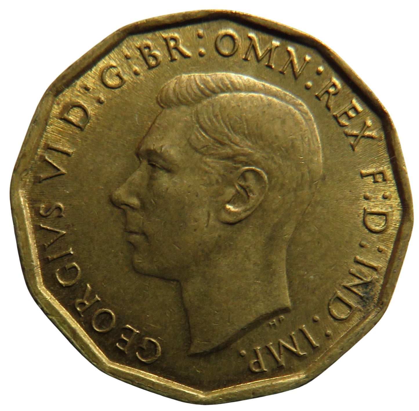 1942 King George VI Brass Threepence Coin In High Grade