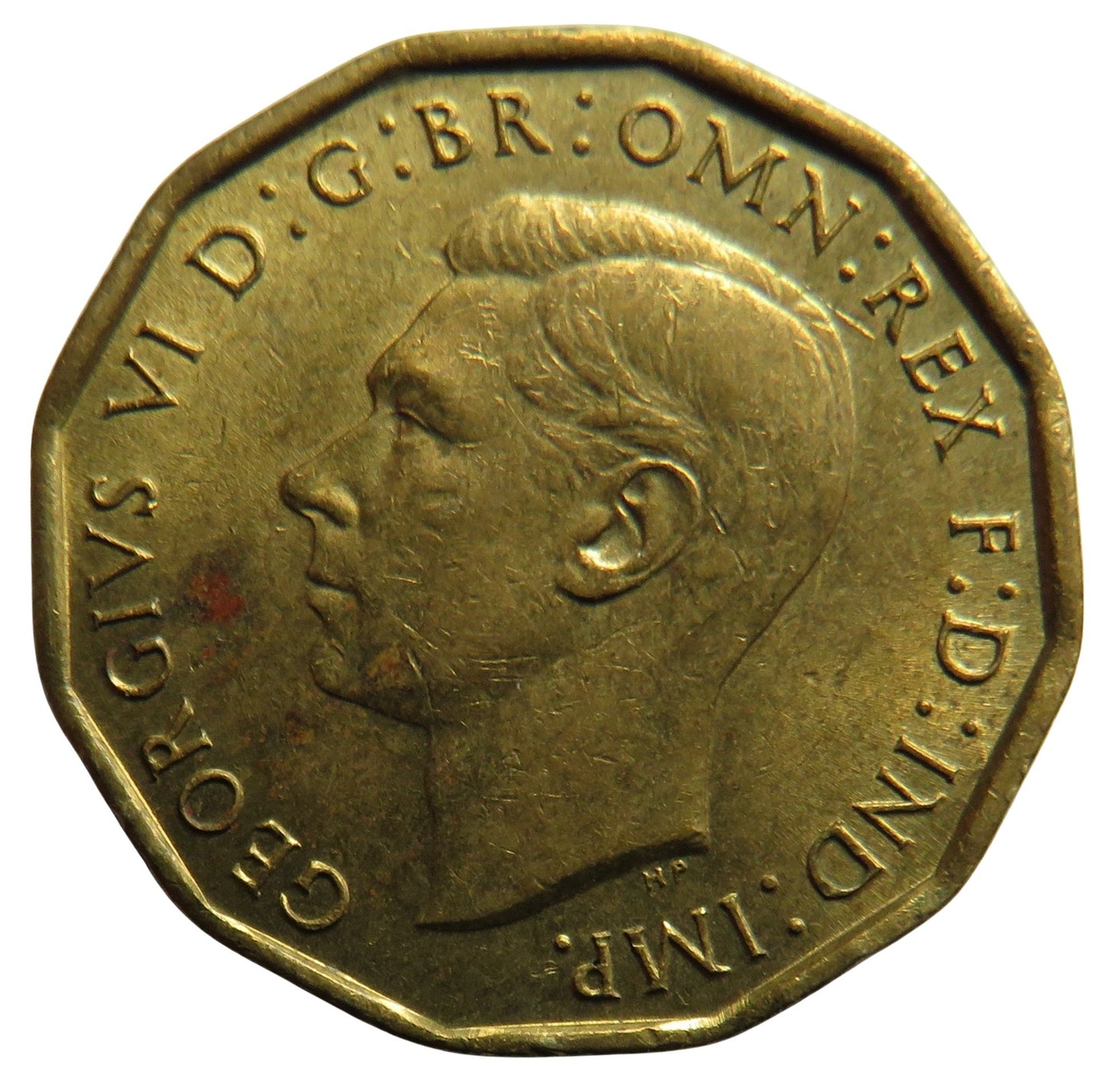 1945 King George VI Brass Threepence Coin In High Grade