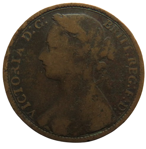 1878 Queen Victoria Bun Head One Penny Coin - Great Britain