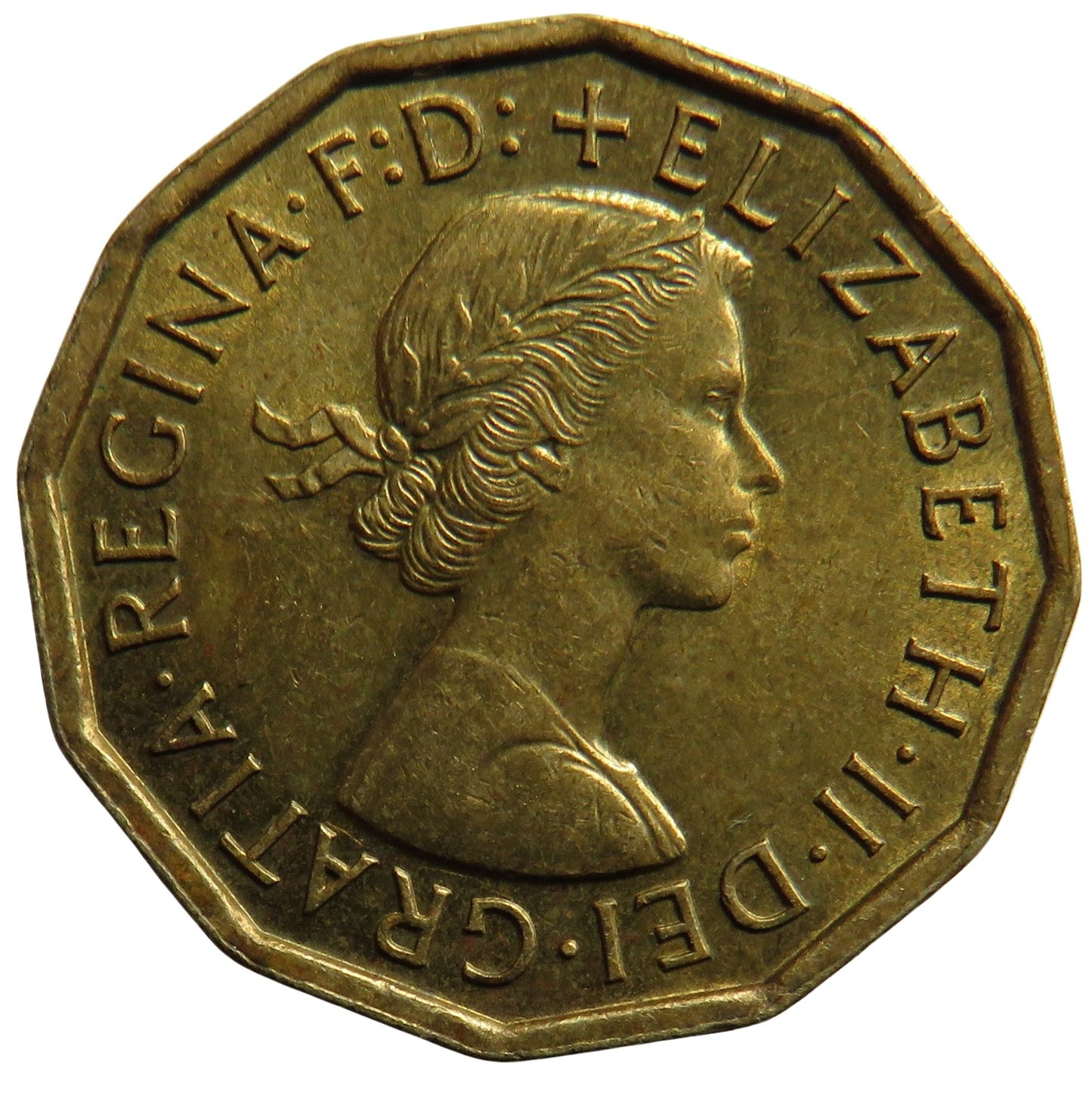 1960 Queen Elizabeth II Brass Threepence Coin In High Grade