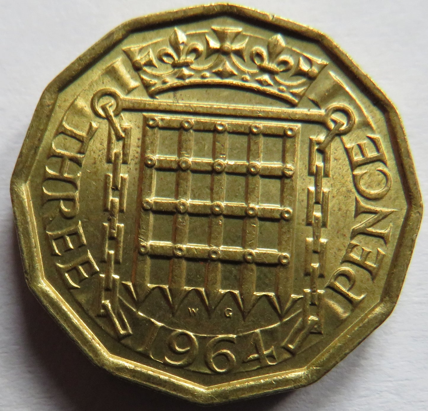1964 Queen Elizabeth II Brass Threepence Coin In High Grade