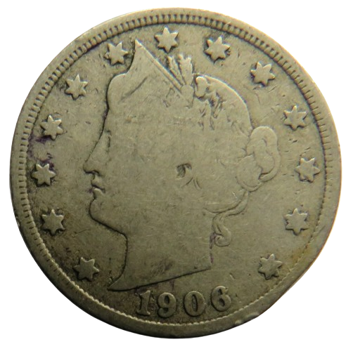 1906 USA Liberty Head Nickel / 5 Cents Coin