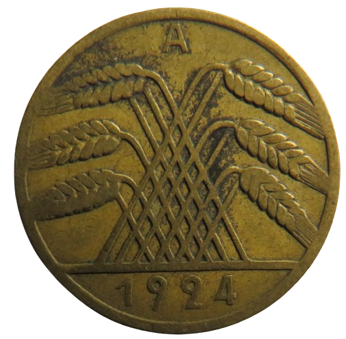 1924-A Germany Weimar Republic 10 Reichspfennig Coin