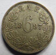 Load image into Gallery viewer, 1897 South Africa Z.A.R Silver Sixpence Coin
