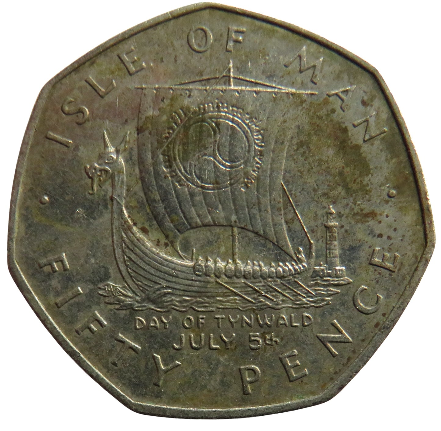 1979 Isle of Man 50p Fifty Pence Coin Viking Longboat