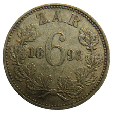 Load image into Gallery viewer, 1893 South Africa Z.A.R Silver Sixpence Coin
