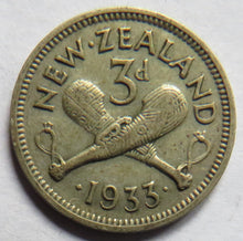 Load image into Gallery viewer, 1933 King George V New Zealand Silver Threepence Coin

