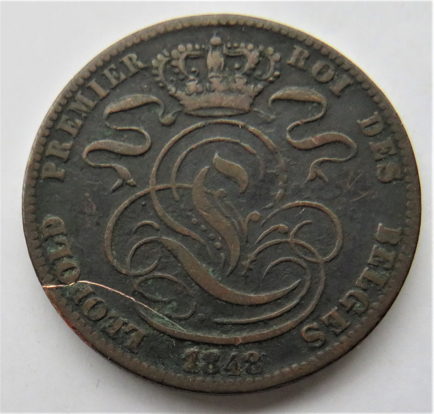 1848 Belgium 5 Centimes Coin