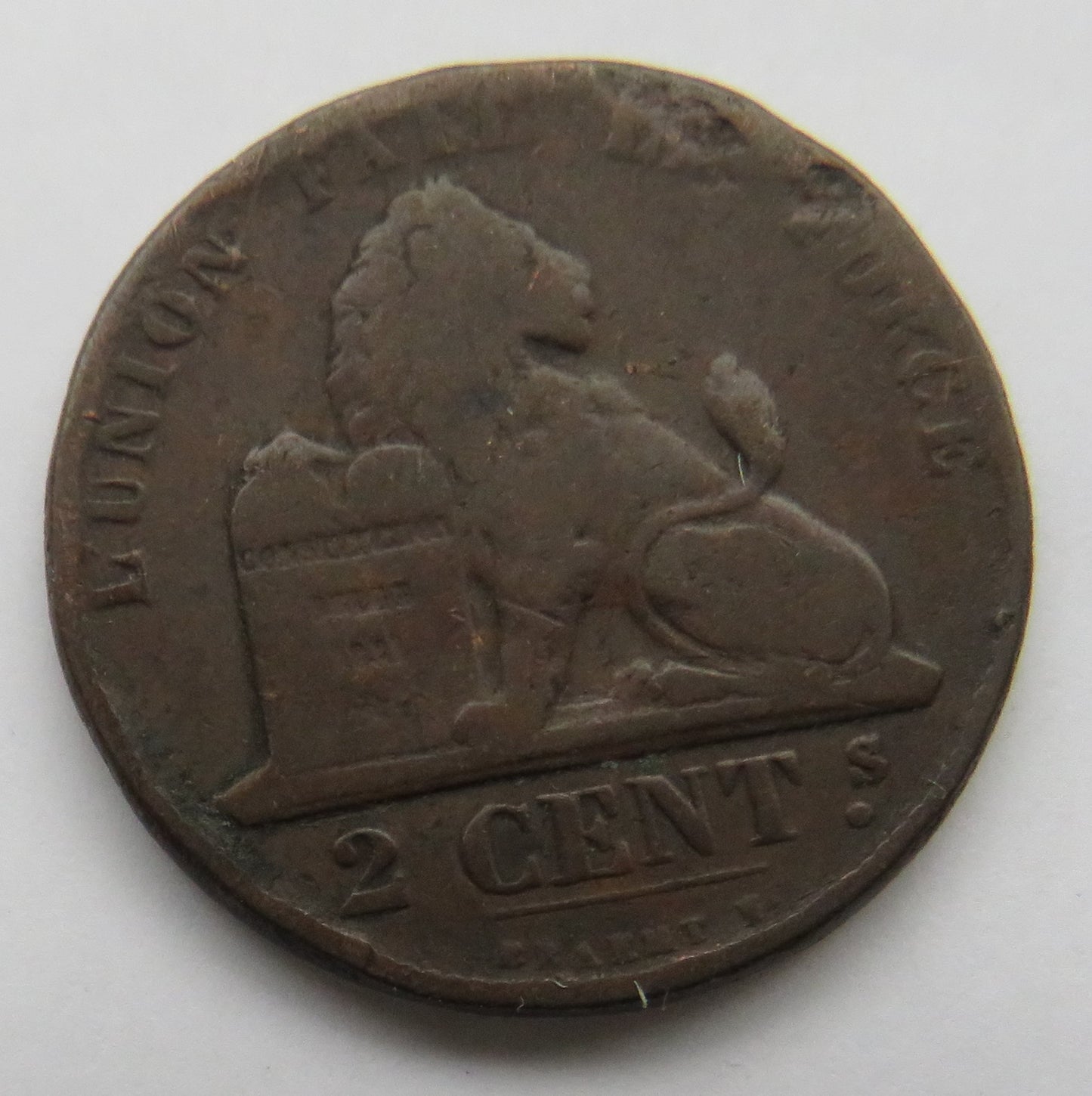 1863 Belgium 2 Centimes Coin