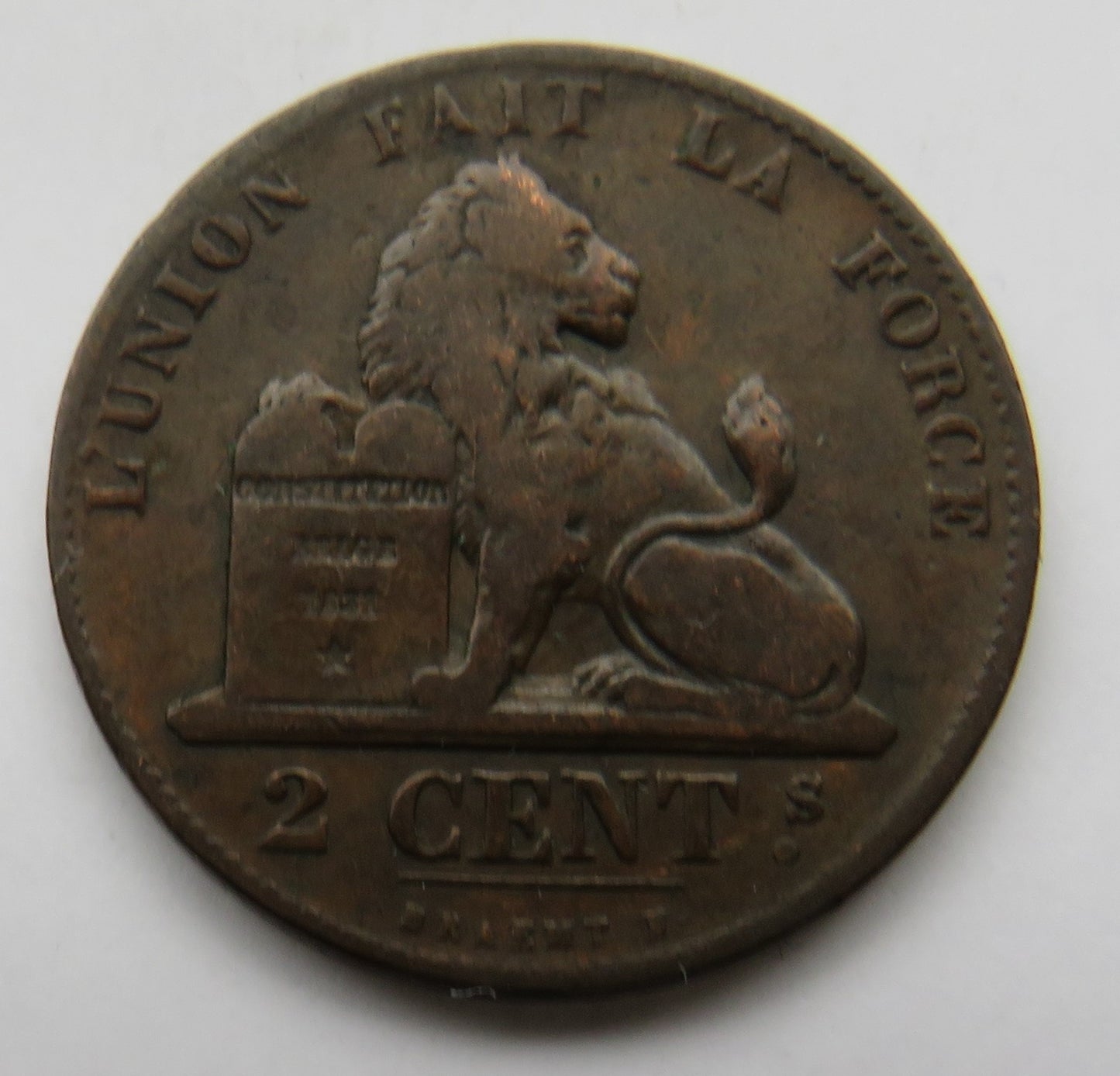 1865 Belgium 2 Centimes Coin