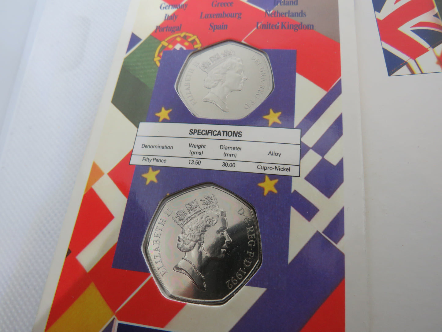 1992-1993 EEC Europe Commemorative Fifty Pence Coin Issue Pack