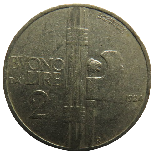 1924 Italy 2 Lire Coin