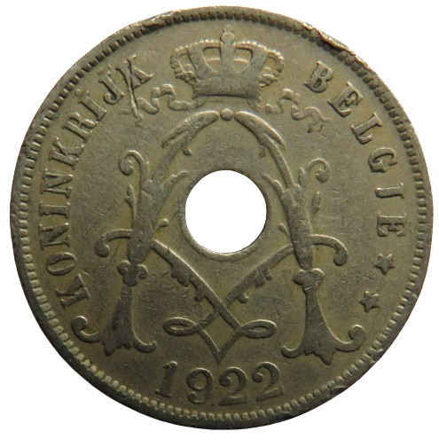 1922 Belgium 25 Centimes Coin