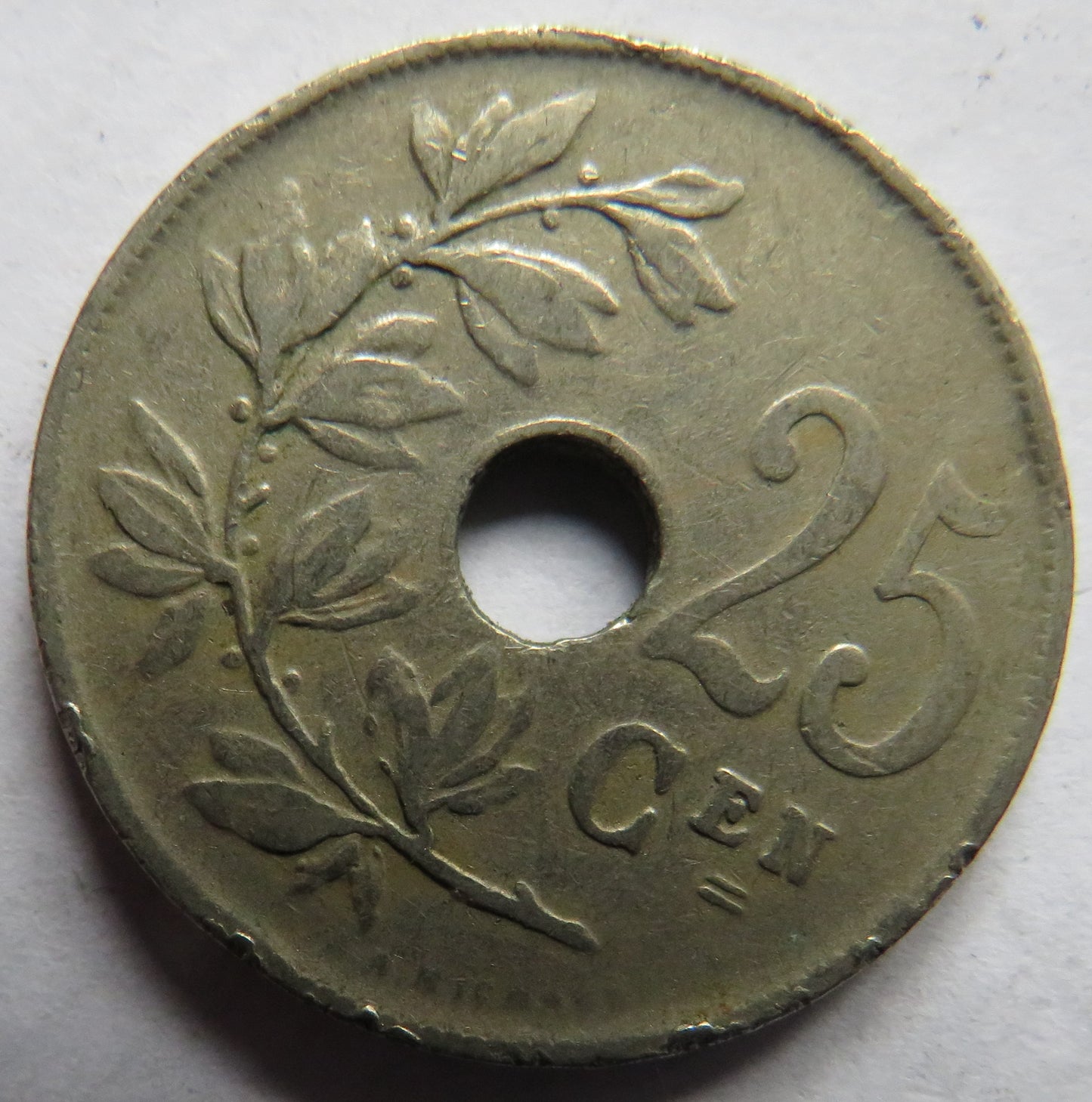 1922 Belgium 25 Centimes Coin