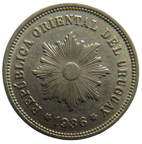 1936 Uruguay 5 Centimos Coin