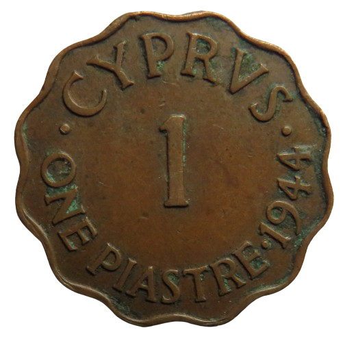1944 King George VI Cyprus One Piastre Coin