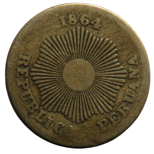 1864 Peru One Centavo Coin