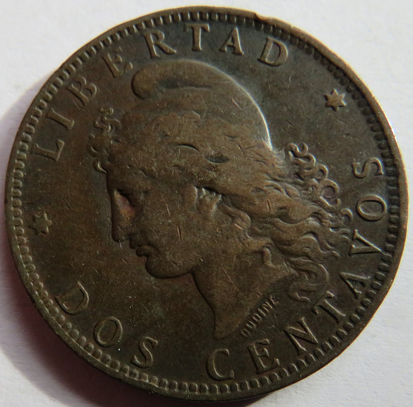 1891 Argentina 2 Centavos Coin