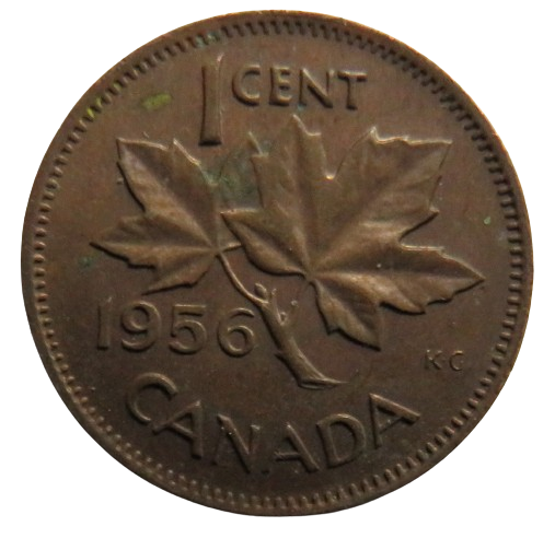 1956 Queen Elizabeth II Canada One Cent Coin