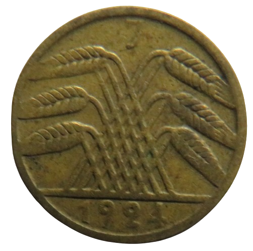 1924-J Germany 5 Reichspfennig Coin